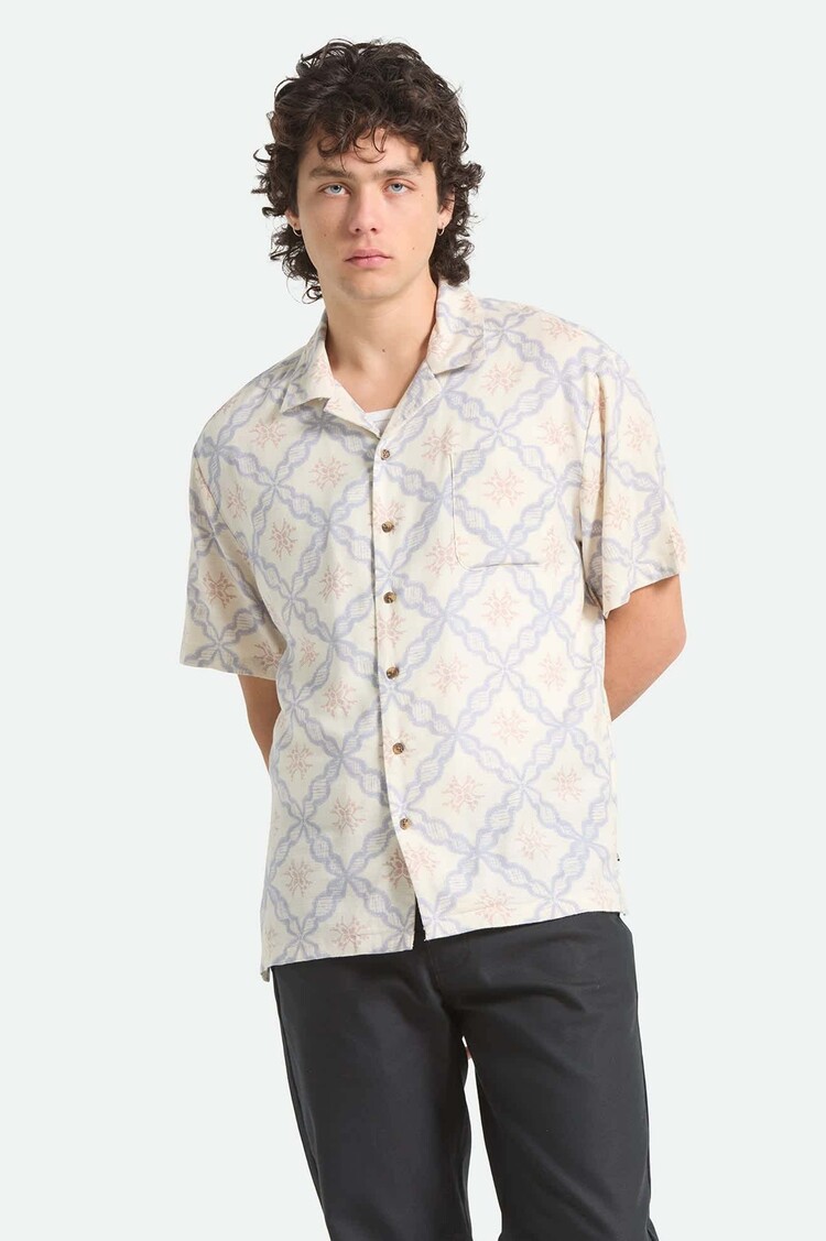 Brixton Brixton Bunker Slub S/S Wvn (Mens) | Off White/Blue Tile