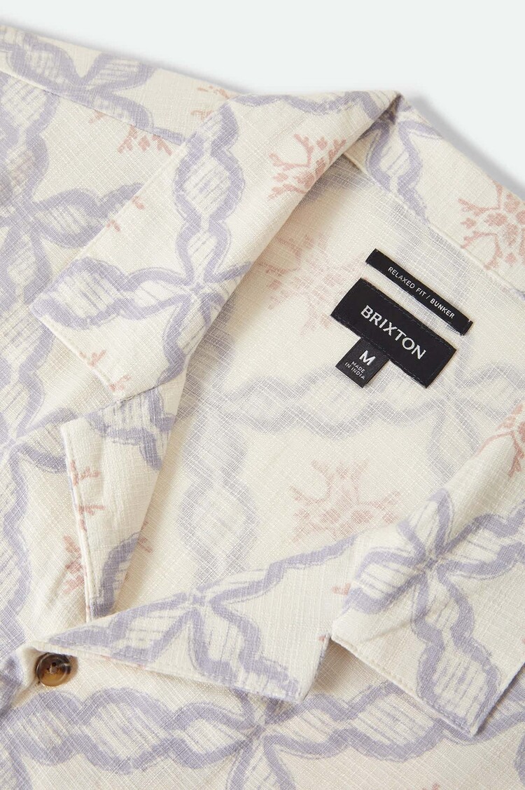 Brixton Brixton Bunker Slub S/S Wvn (Mens) | Off White/Blue Tile