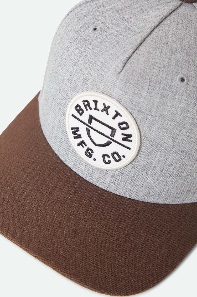 Brixton Brixton Crest C Mp Snapback (Mens) | Heather Grey/Pinecone Brown