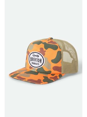 Brixton Brixton Henry Mp Trucker Hat (Mens) | Orange Duck Camo/Orange