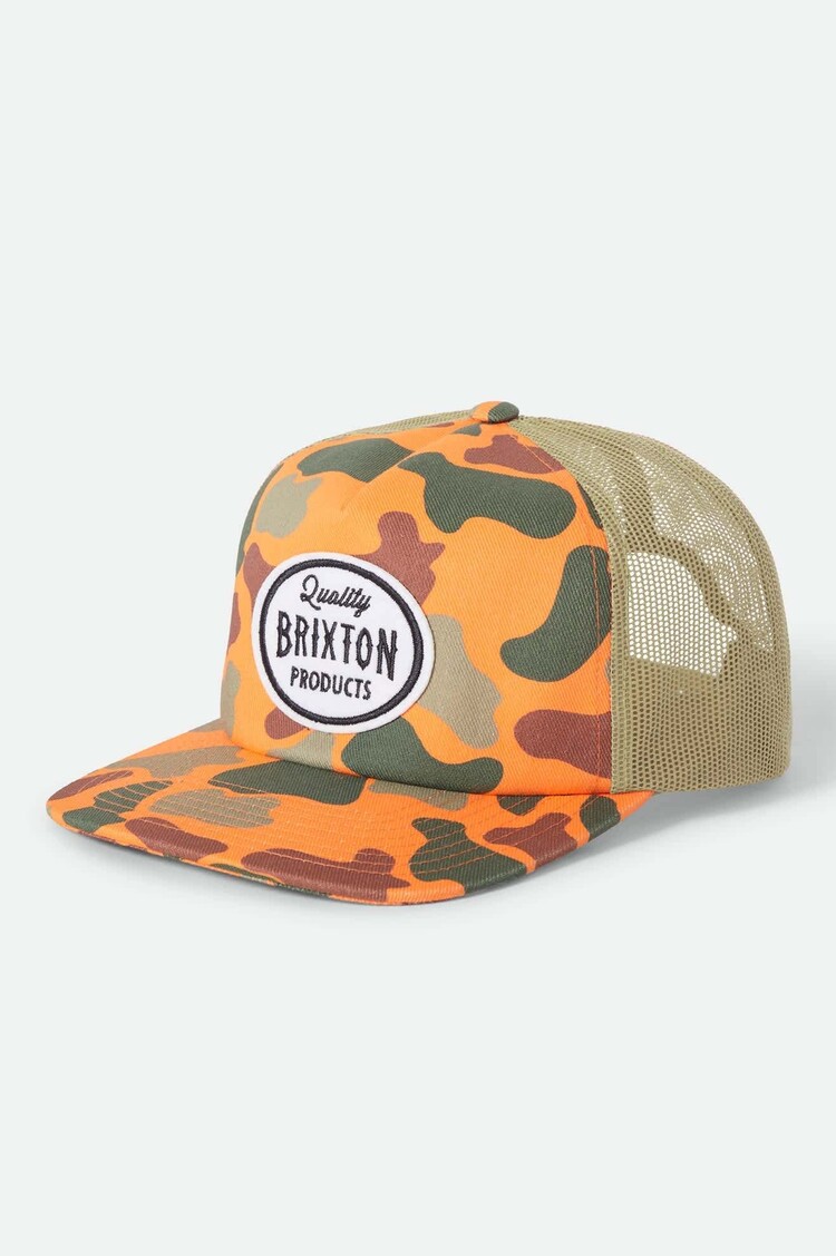 Brixton Brixton Henry Mp Trucker Hat (Mens) | Orange Duck Camo/Orange