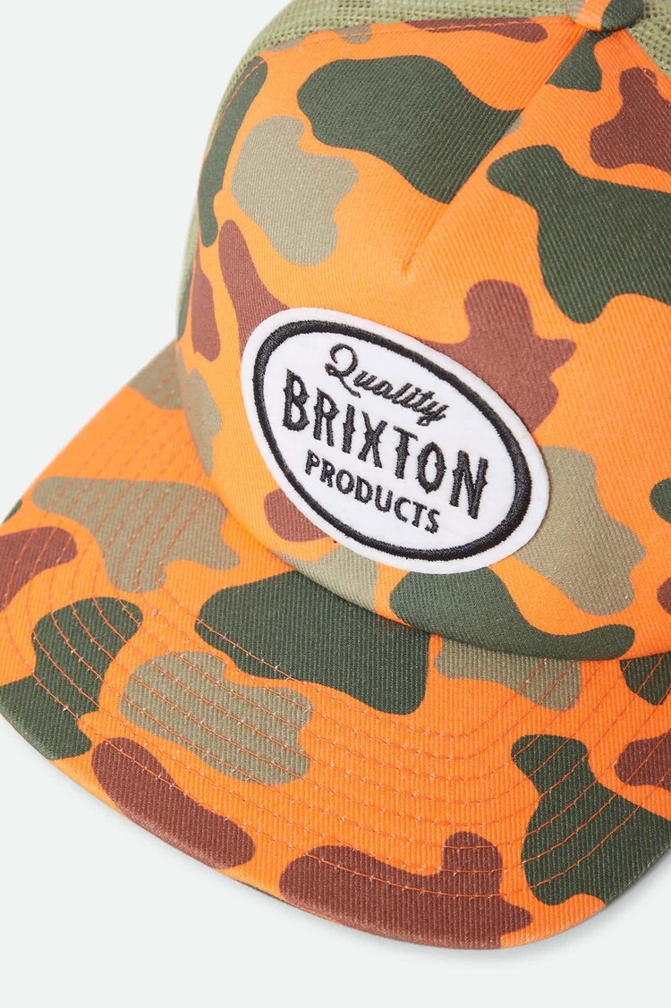 Brixton Brixton Henry Mp Trucker Hat (Mens) | Orange Duck Camo/Orange
