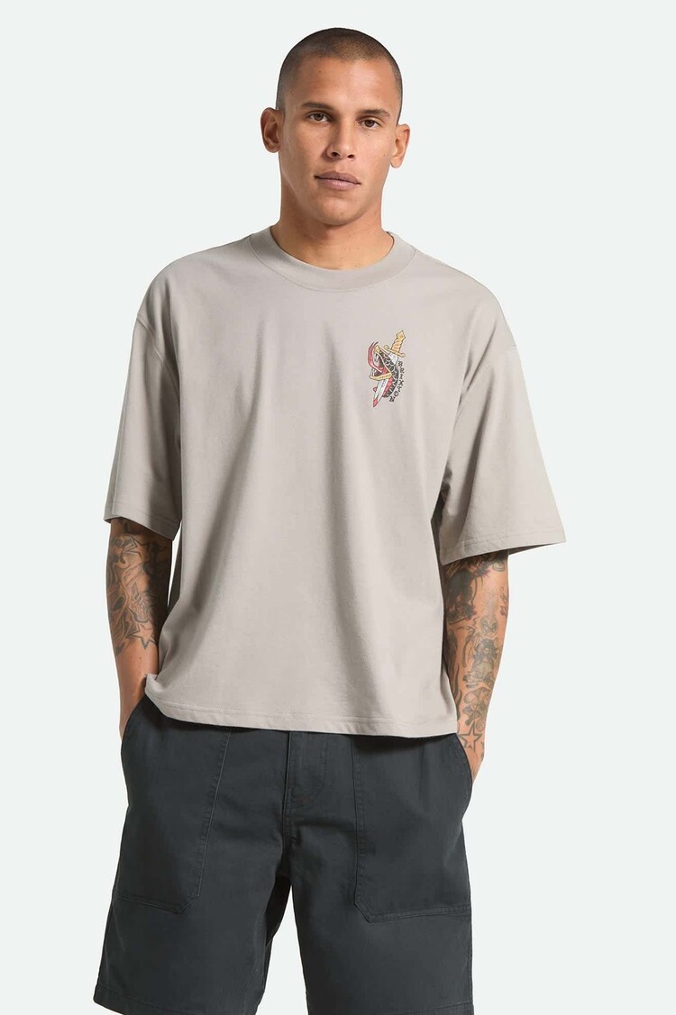 Brixton Brixton Sword S/s Boxed Crop (Mens) | Pebble Stone