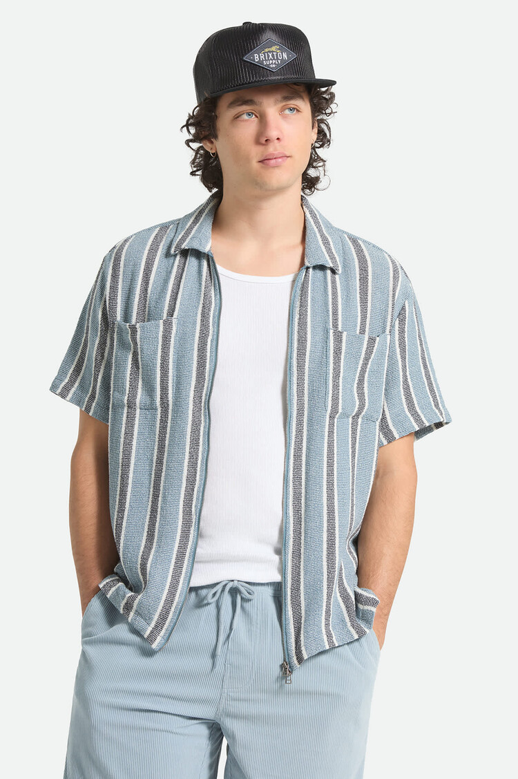 Brixton Brixton The Dexter Textured S/s (Mens) | Black/Dusty Blue