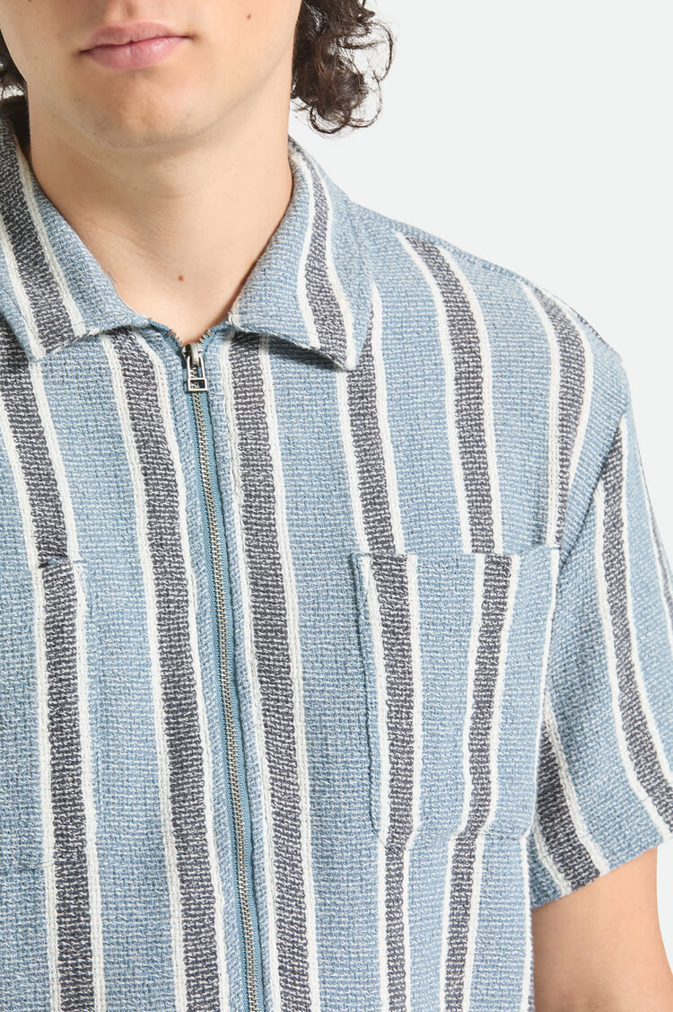 Brixton Brixton The Dexter Textured S/s (Mens) | Black/Dusty Blue