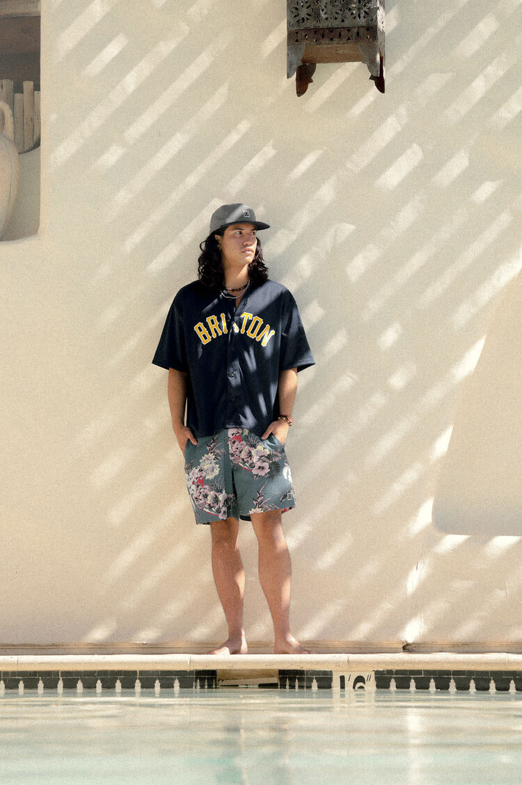 Brixton Brixton The Brixton Mesh Baseball Jersey (Mens) | Washed Navy