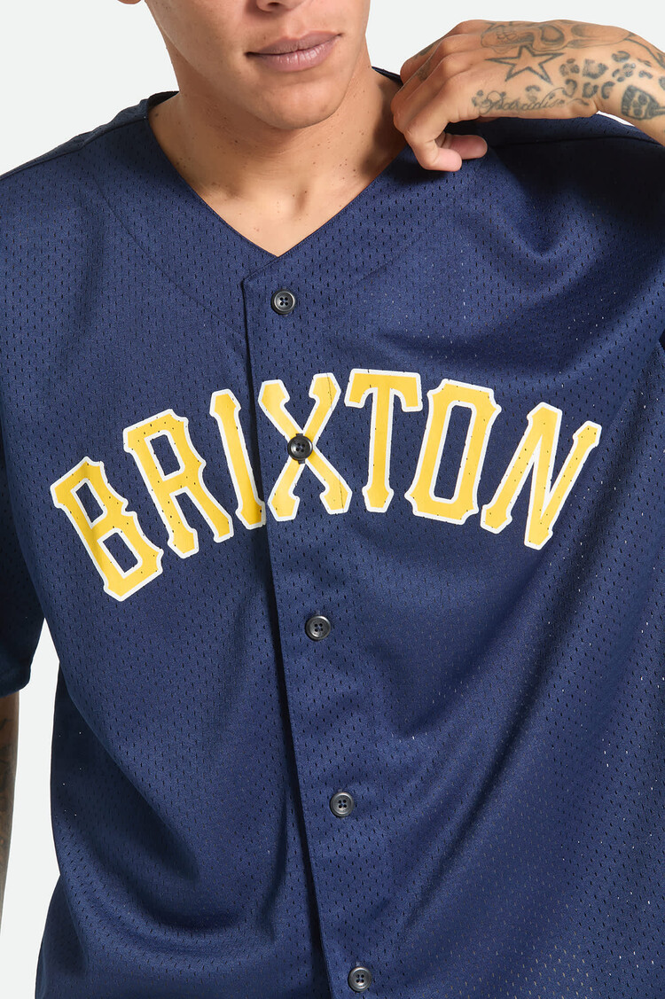 Brixton Brixton The Brixton Mesh Baseball Jersey (Mens) | Washed Navy