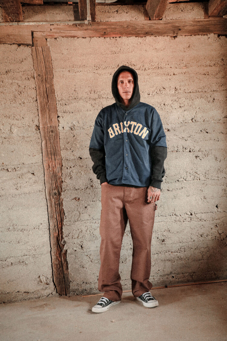 Brixton Brixton The Brixton Mesh Baseball Jersey (Mens) | Washed Navy