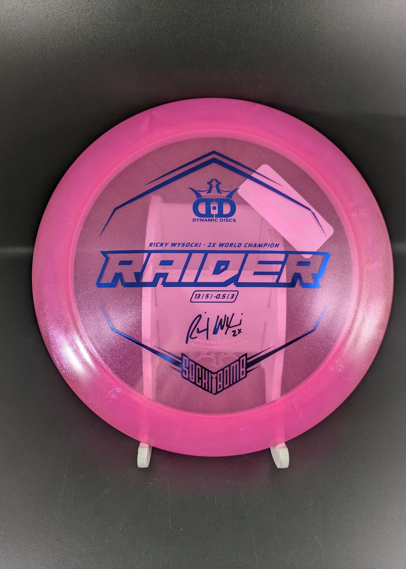 Dynamic Discs Lucid Ice Glimmer Raider Ricky Wysocki Sockibomb Stamp