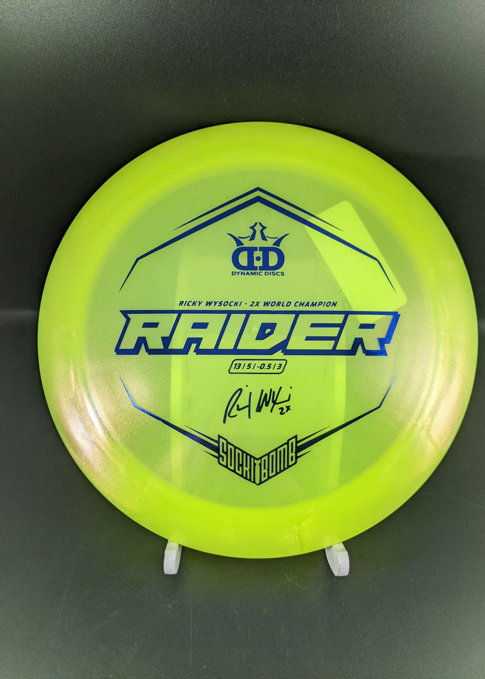 Dynamic Discs Lucid Ice Glimmer Raider Ricky Wysocki Sockibomb Stamp