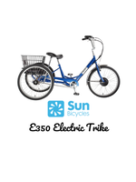 SUN BICYCLES Reconditioned. TRIKE SUN ADULT E350 P-BU 24 ELECTRIC 1sp w/BLACK BASKET*