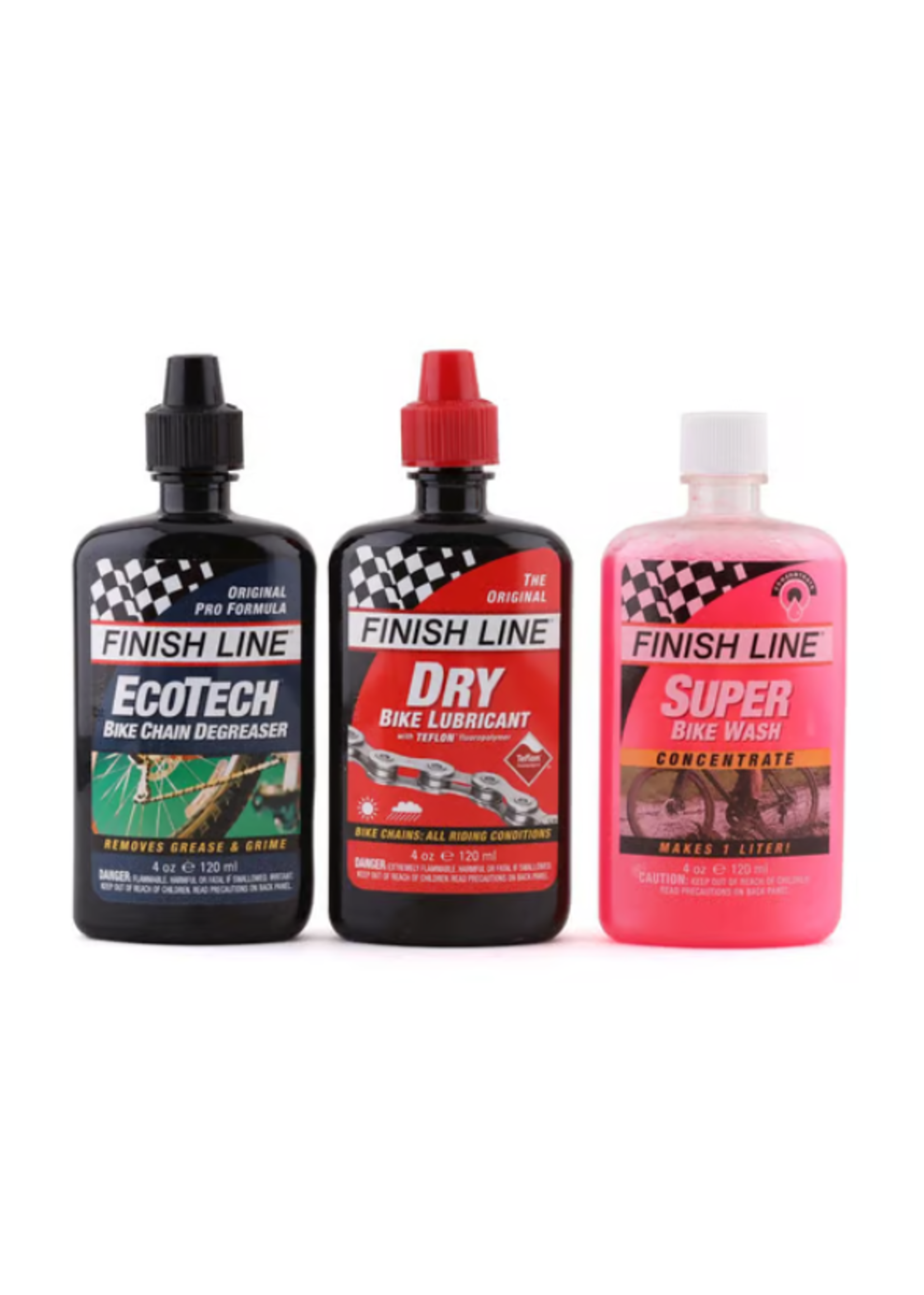 FINISH LINE Finish Line Bike Care Value Pack, Includes DRY Chain Lubricant, EcoTech Degreaser and Super Bike Wash Cleaner