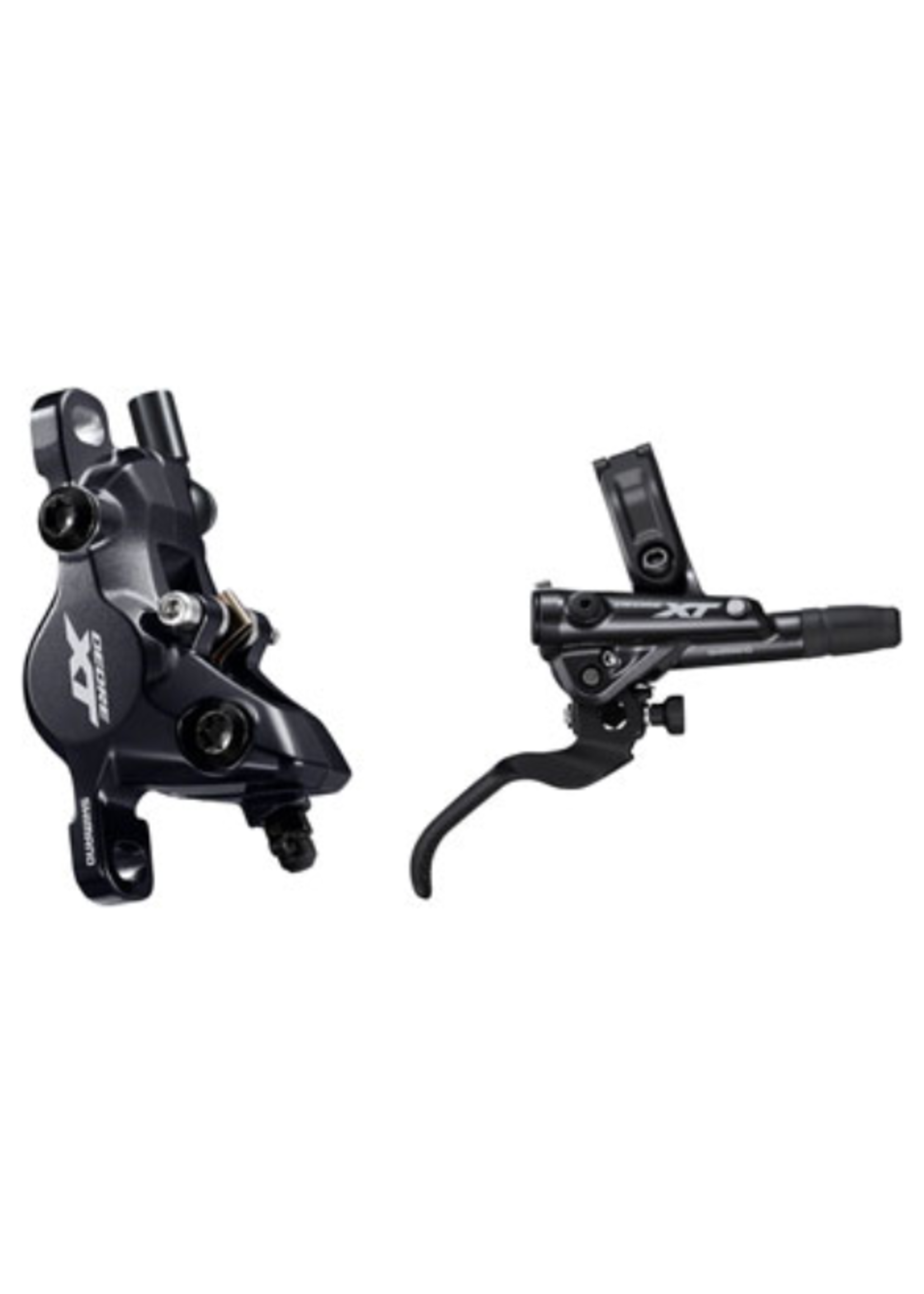 Shimano Shimano Deore XT BL-M8100/BR-M8100 Disc Brake and Lever - Rear, Hydraulic, Post Mount, 2-Piston, Finned Pads, I-SPEC EV Clamp Band, Black