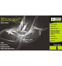 Cordova Nitrile Medium Disposable Gloves - Silver - 100 Count Box - 4095M