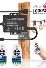 Adust Light String Remote Plug-in Dimmer - 100W 110V AC 110V 1000W Outdoor String Lights Bulbs Switch, Wireless Remote Control Dimmer, 3 Prong Outlet, Timer Switch, Waterproof IP 65