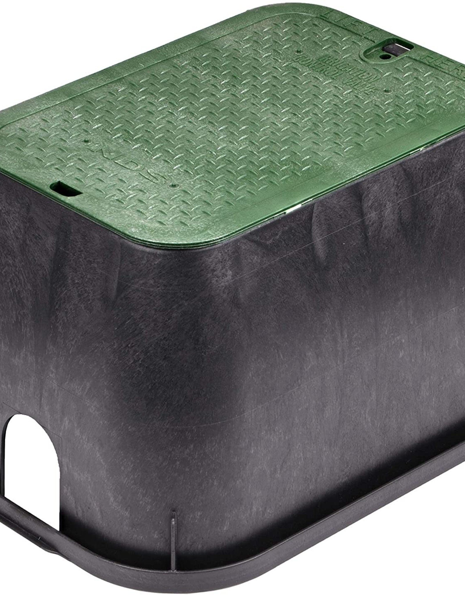 Nds 14" x 19" Standard Series Sprinkler Valve Box- Black with Green Bolt-Down Cover 113BC