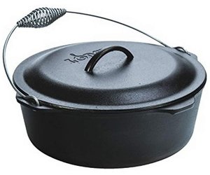 Lodge 9 Quart Cast Iron Dutch Oven. Pre Seasoned Cast Iron Pot and