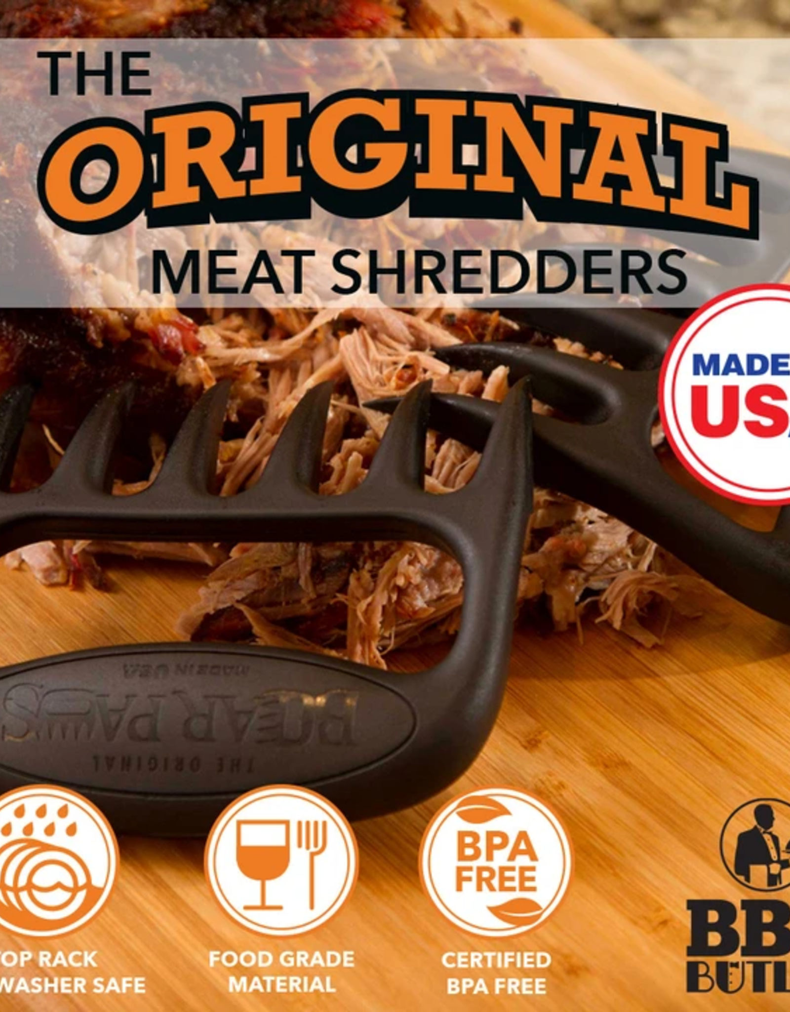 BBQ Butler The Original Bear Paws Meat Shredders - Black