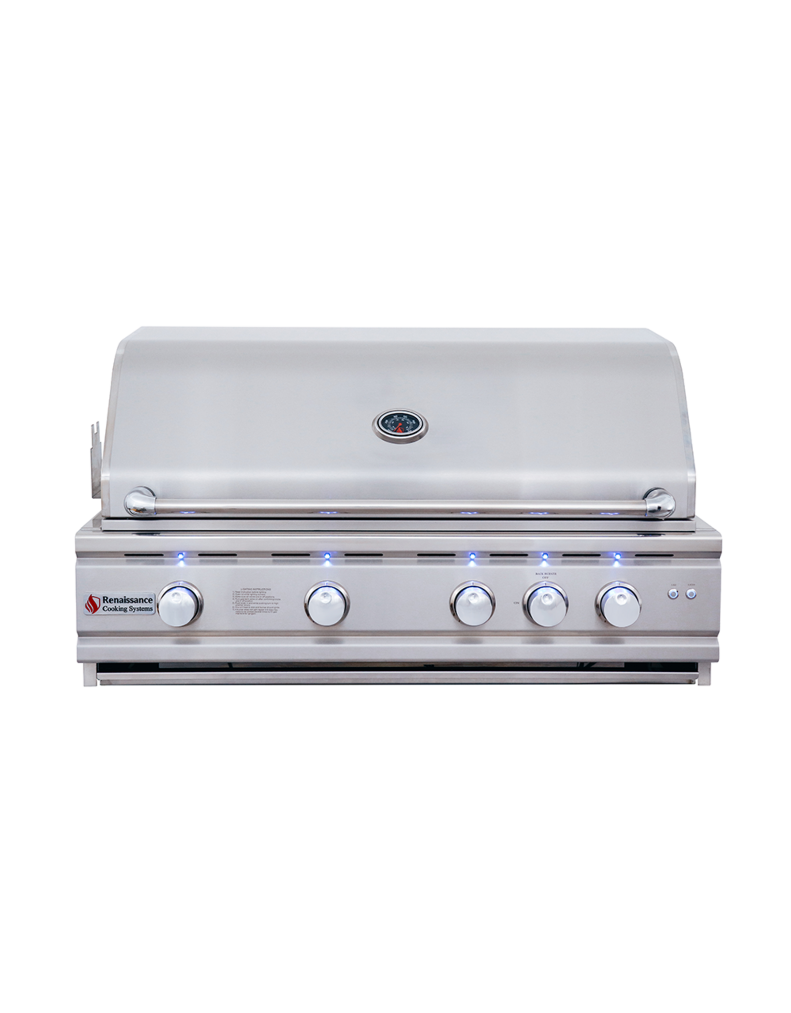 Renaissance Cooking Systems Renaissance 38" Cutlass Pro Grill W/ Rear Burner, Briquette Trays & Blue LEDs - RON38B