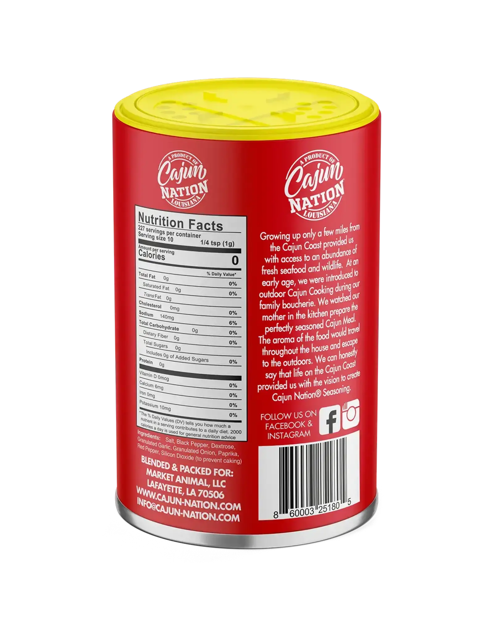 Cajun Nation Cajun Seasoning Low Sodium with No MSG and Gluten-Free 8 oz