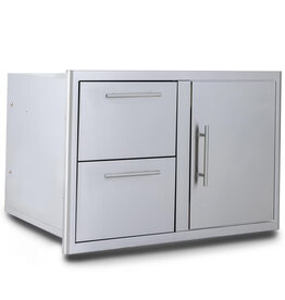 Blaze Outdoor Products Blaze 32-in Stainless Steel Soft Close Access Door & Double Drawer Combo w/ LED Lighting - BLZ-DDC-R-LTSC
