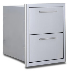 Blaze Outdoor Products Blaze 16-in Stainless Steel Easy Close Double Access Drawer w/ LED Lighting - BLZ-DRW2-R-LT