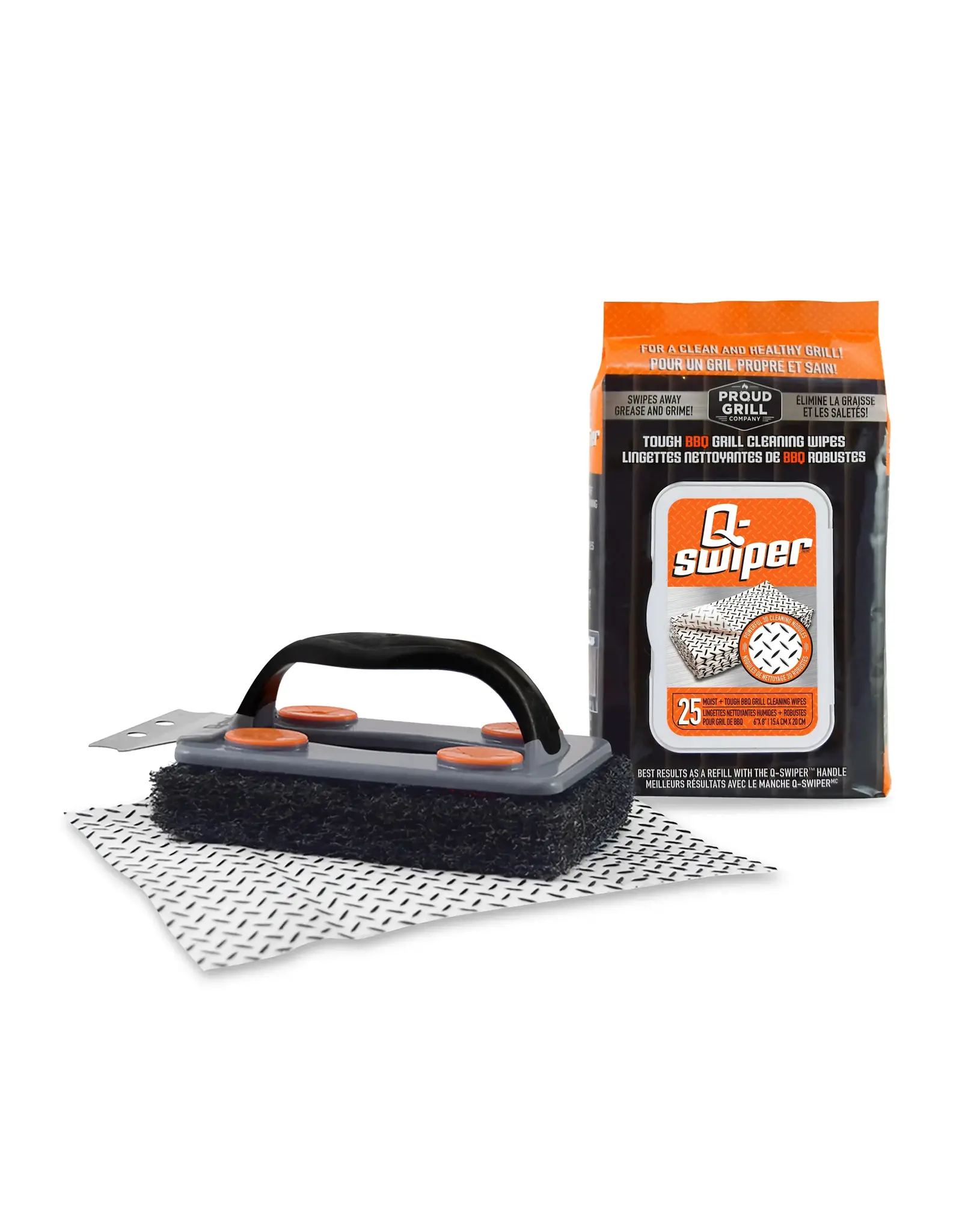 Q-Swiper Q-Swiper BBQ Grill Cleaner Brush with 3 Grill Cleaning Wipes
