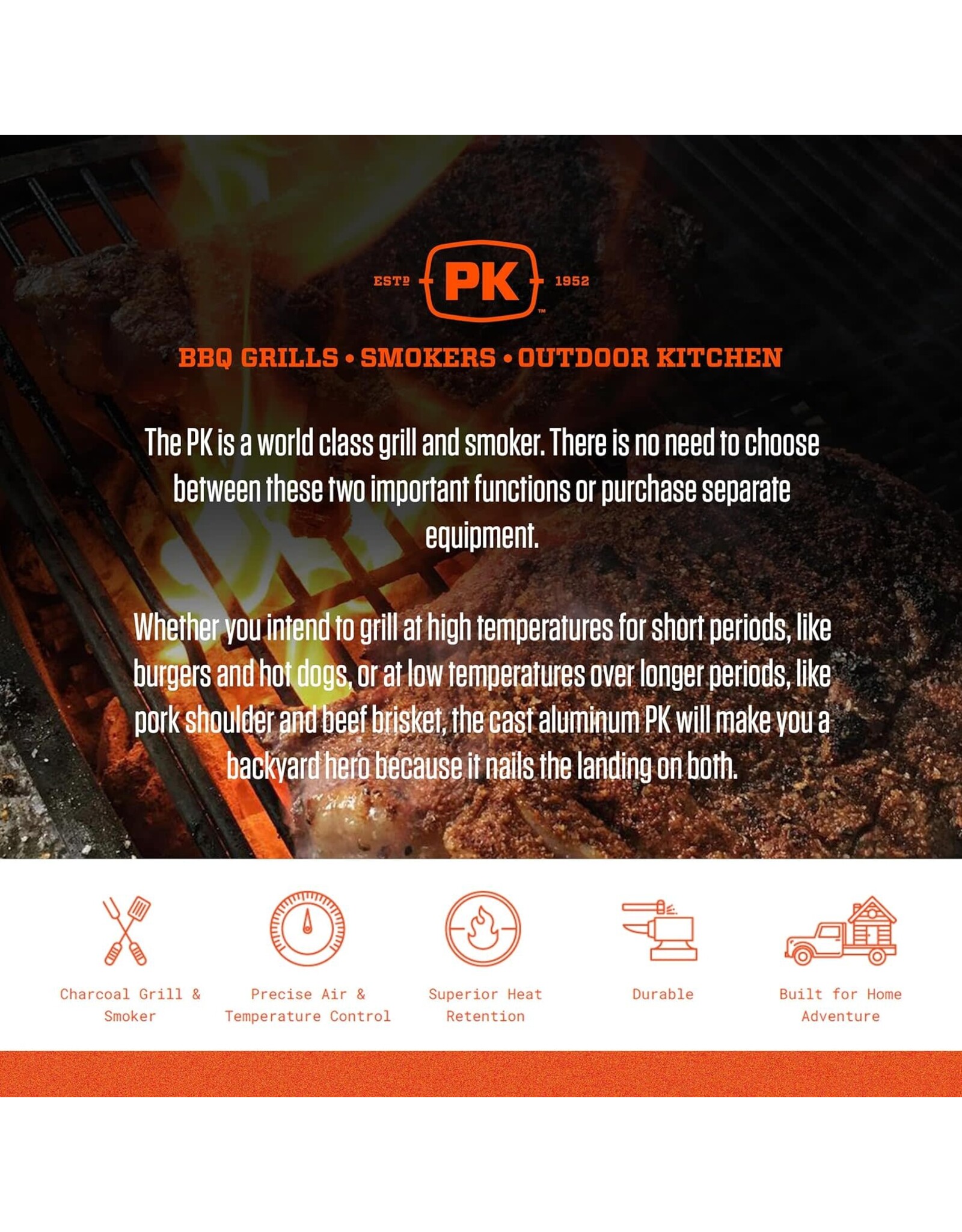 PK Grills PK Grills PK300-SCX Portable Charcoal BBQ Grill and Smoker - PK300-SCX