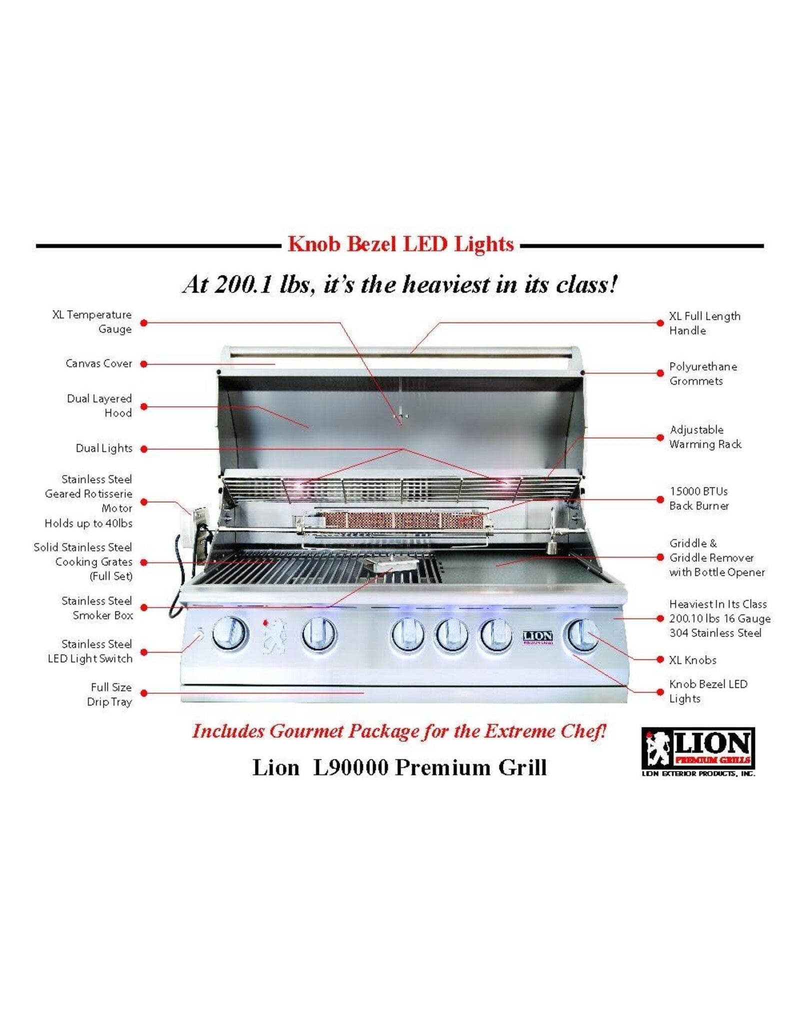 Lion Premium Grills Lion Premium Grills L-90000 40" Built-In Stainless Steel Natural Gas Grill  - 90823