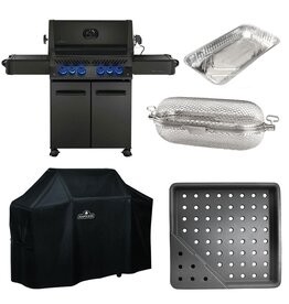 Napoleon Napoleon Phantom Prestige 500 Propane Gas Grill Bundle w/Cover, Charcoal Tray, Rotisserie Basket & Drip Trays