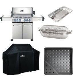 Napoleon Napoleon Prestige 500 Natural Gas Grill Bundle w/Cover, Charcoal Tray, Rotisserie Basket & Drip Trays