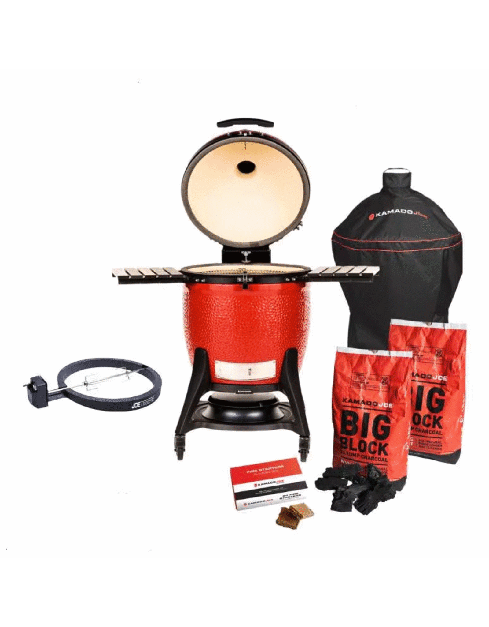 Kamado Joe Kamado Joe Big Joe III Bundle w/ KJ15041021 Grill, Cart, Cover, JoeTisserie & 2 Bags Lump Charcoal + 1 Box Firestarter - BJ3PKG