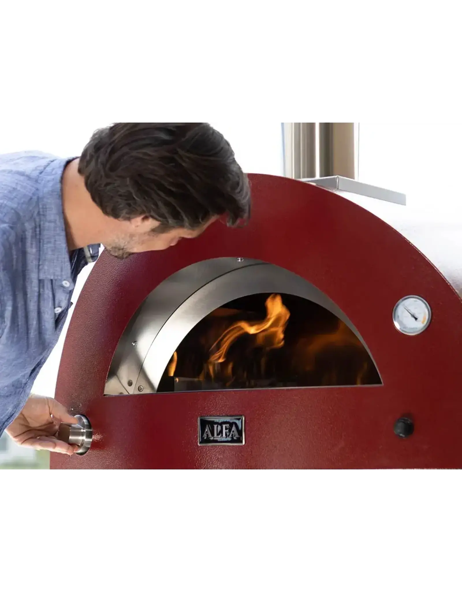 Alfa Pizza Ovens Alfa Moderno 3 Pizze Gas Pizza Oven - Antique Red - FXMD-3P-MROA-U