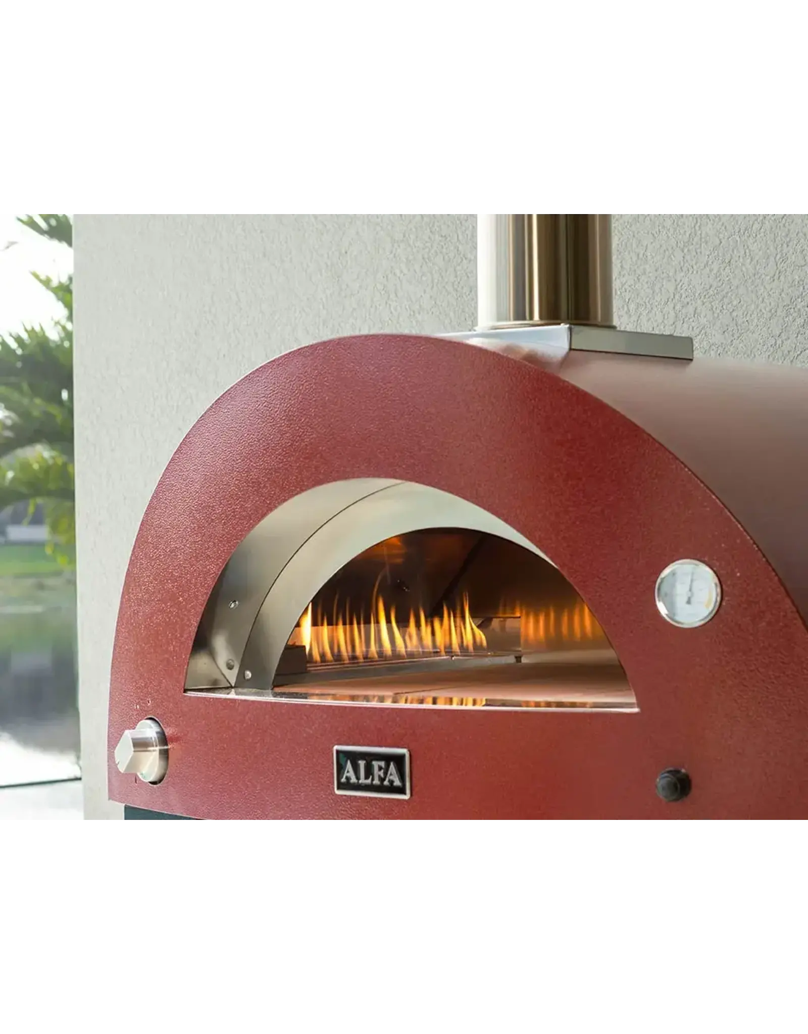 Alfa Pizza Ovens Alfa Moderno 3 Pizze Gas Pizza Oven - Antique Red - FXMD-3P-MROA-U