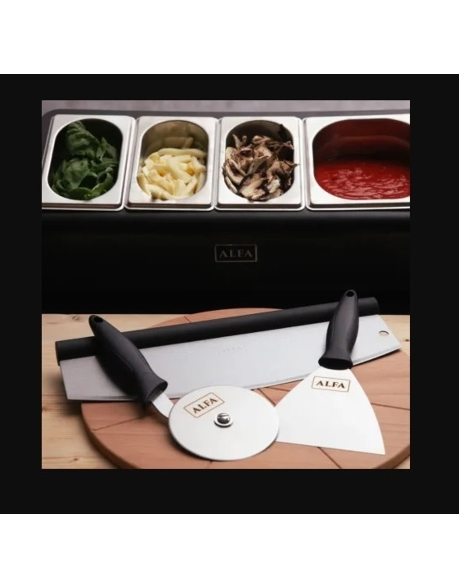 Alfa Pizza Ovens Alfa Topping Station 4 Trays With Lids - AC-PIG-4