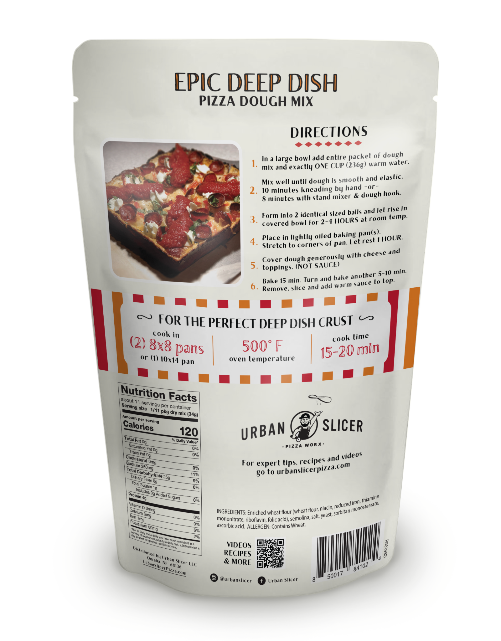 Urban Slicer Pizza Worx Epic Deep Detroit Style Dish Pizza Dough Mix 13.4 Oz - 84102