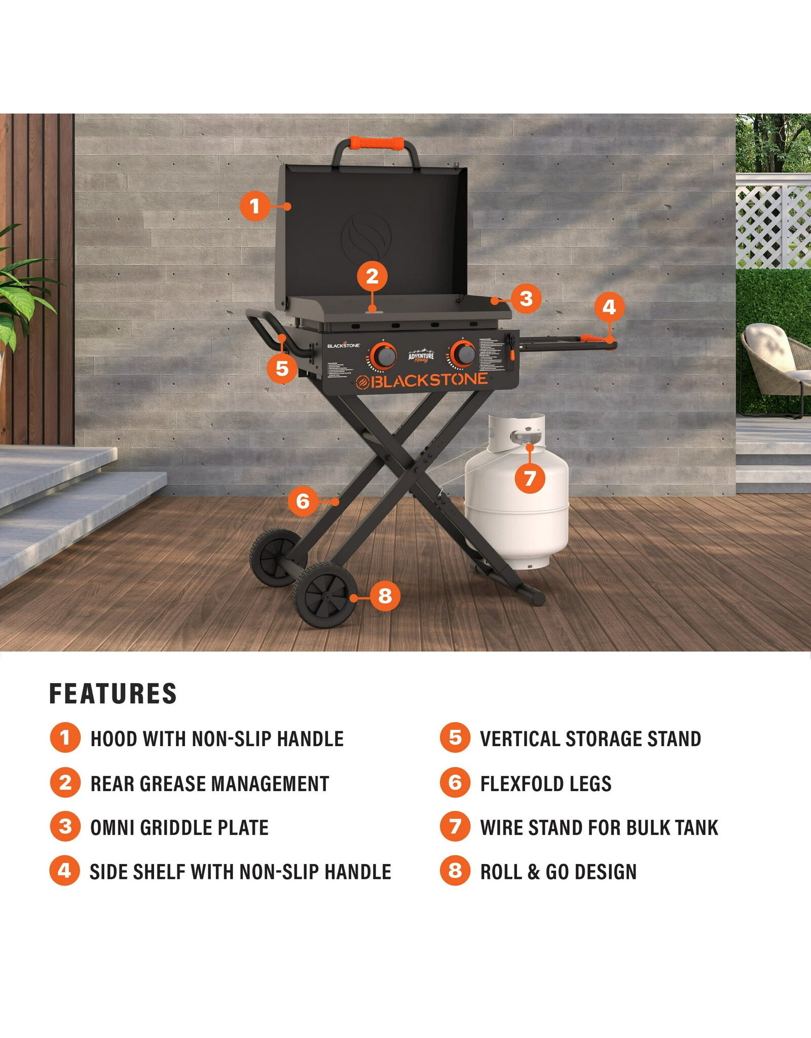 Blackstone Blackstone Adventure Ready 2-Burner 22" Propane Omnivore Griddle with Flex-Fold Legs - 2020