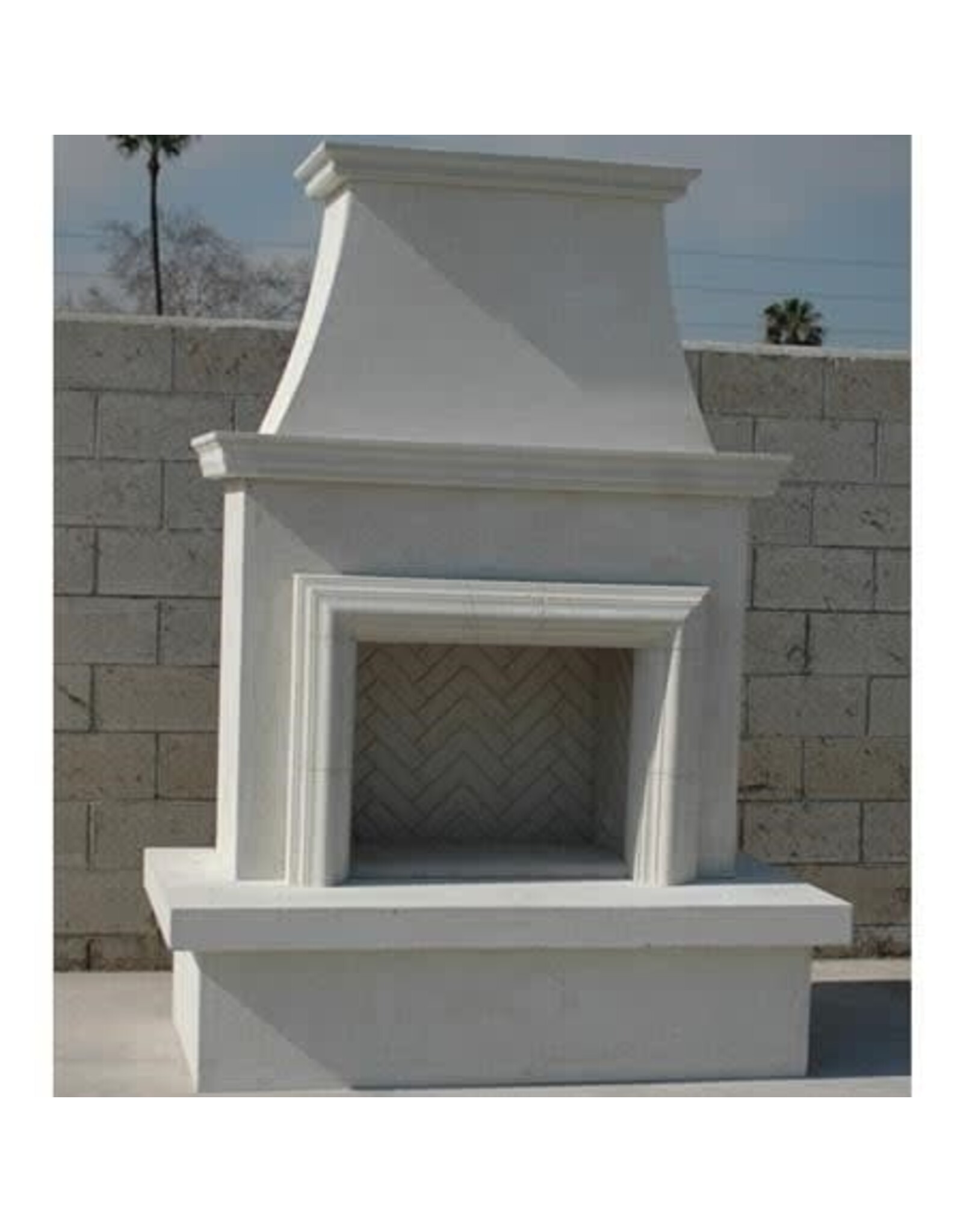 Fire Magic American Fyre Designs 91 Inch Vent-Free Free-Standing Outdoor Contractor's Model with Moulding Fireplace - White Concrete -145-11-A-WC-RBC