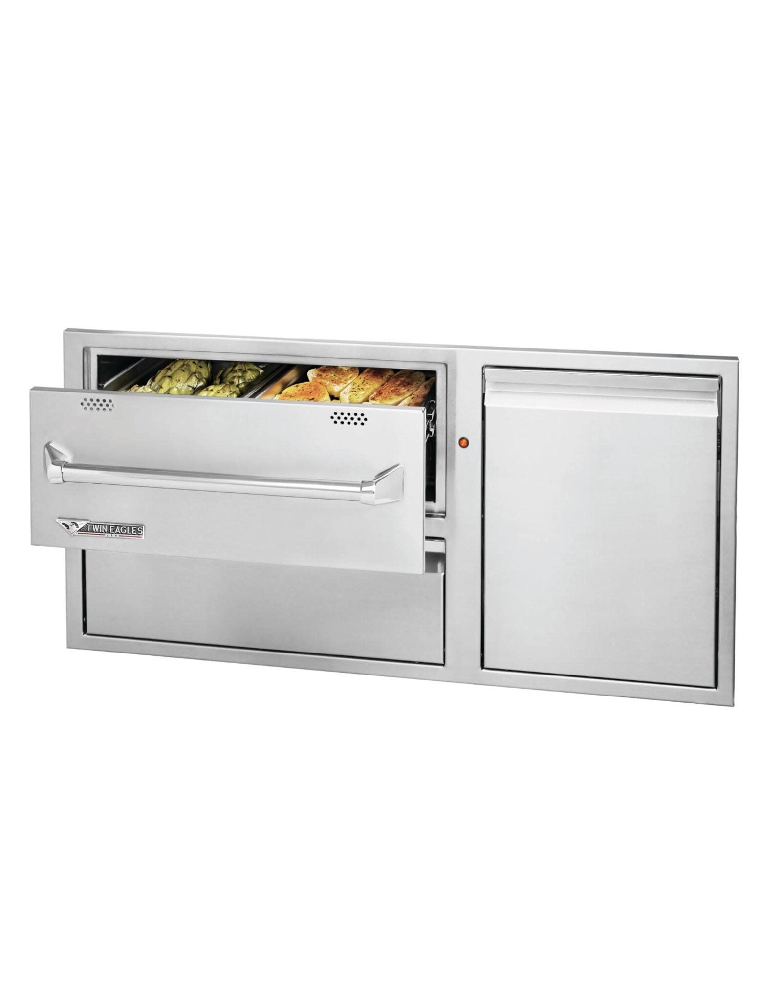 Twin Eagles Twin Eagles 42-Inch Built-In 120V Electric Outdoor Warming Drawer with Utility Drawer & Roll-Out Trash/Propane Tank Bin - TEWD42C-C