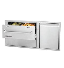 Twin Eagles Twin Eagles 42-Inch Built-In 120V Electric Outdoor Warming Drawer with Utility Drawer & Roll-Out Trash/Propane Tank Bin - TEWD42C-C