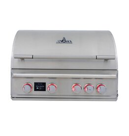 Blaze Outdoor Products Blaze Freestanding LTE PRO 32-Inch 4-Burner Natural Gas Grill w/ Digital Temperature Screen & Rear Infrared Burner - BLZ-4LTEPRO-NG+BLZ-4PRO-CART-LTSC