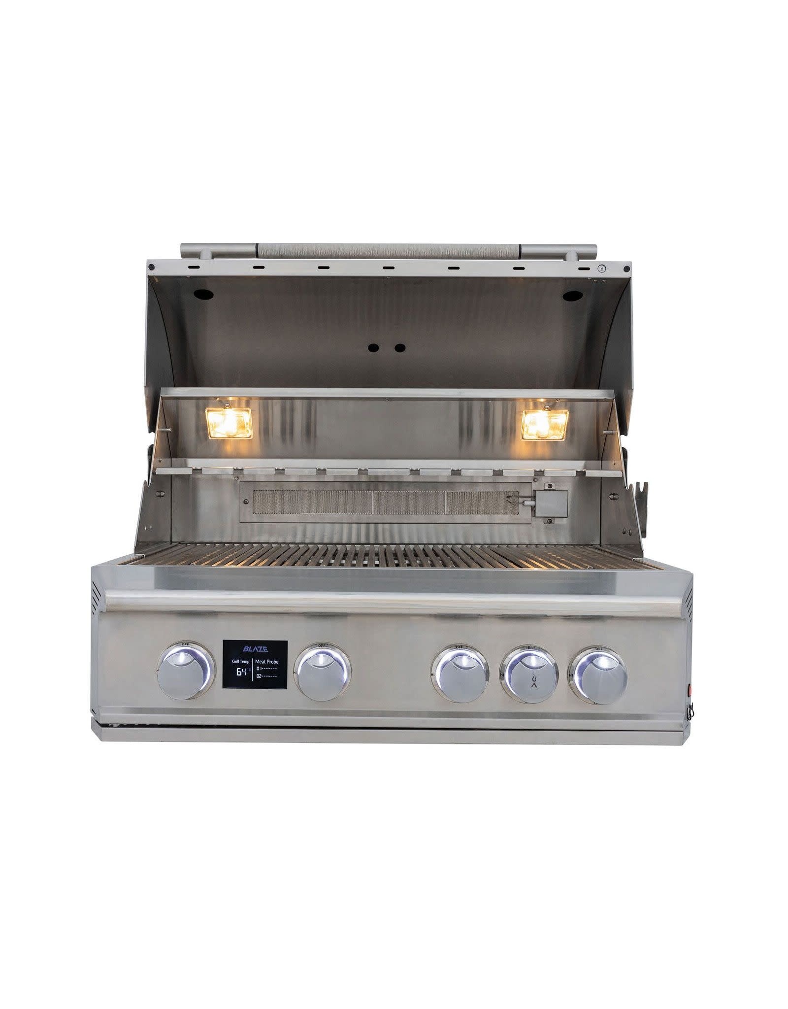 Blaze Outdoor Products Blaze Freestanding LTE PRO 32-Inch 4-Burner Natural Gas Grill w/ Digital Temperature Screen & Rear Infrared Burner - BLZ-4LTEPRO-NG+BLZ-4PRO-CART-LTSC