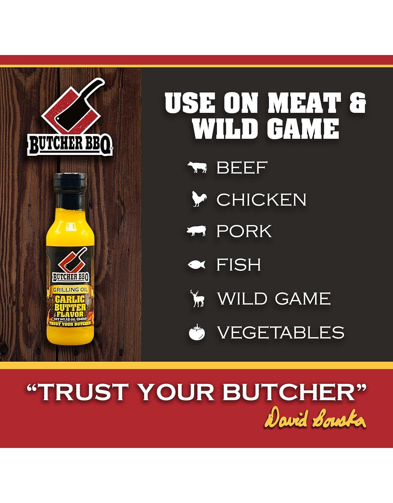 Butcher's BBQ Butcher BBQ Products Garlic Butter Oil 12 Oz - 45627