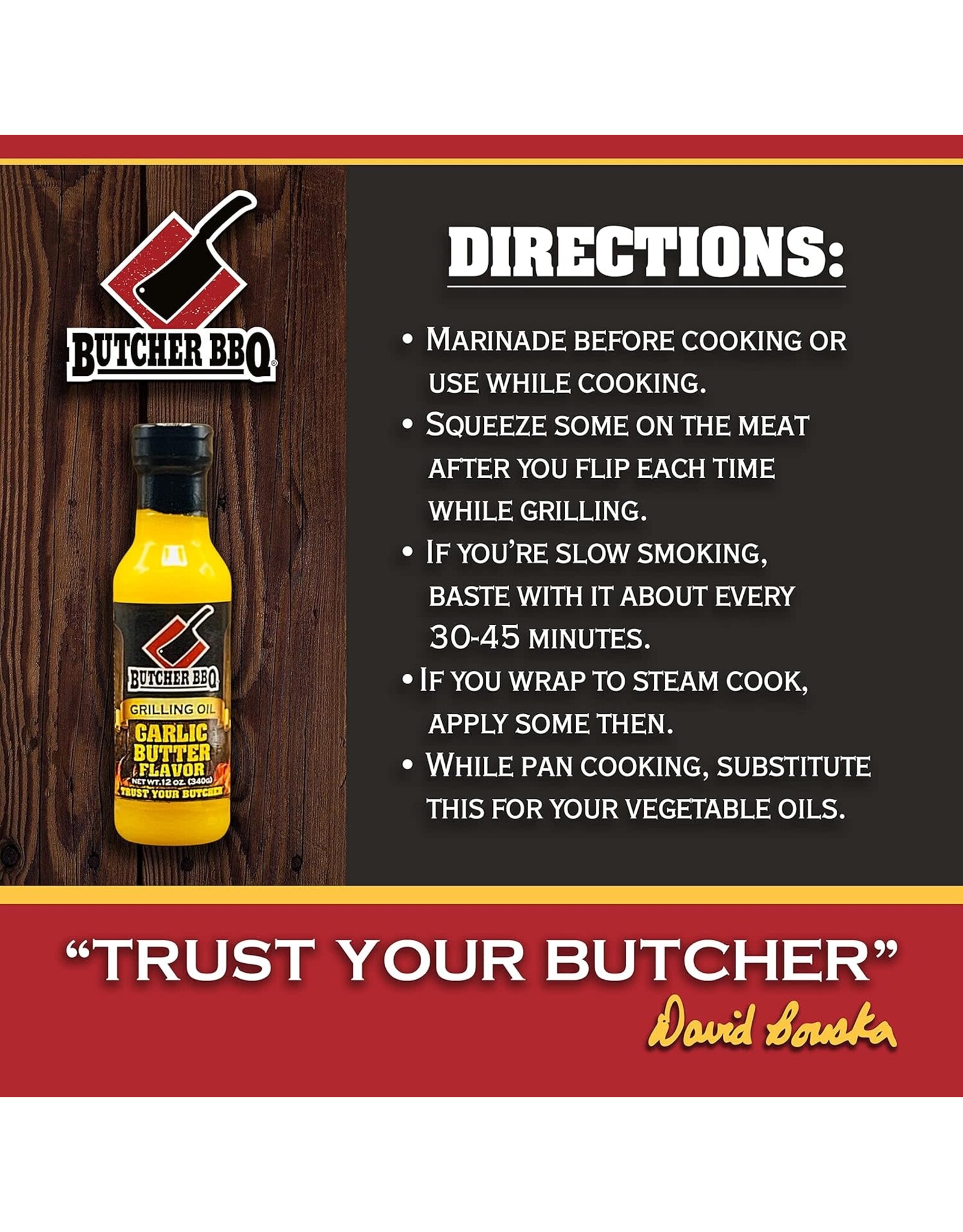 Butcher's BBQ Butcher BBQ Products Garlic Butter Oil 12 Oz - 45627
