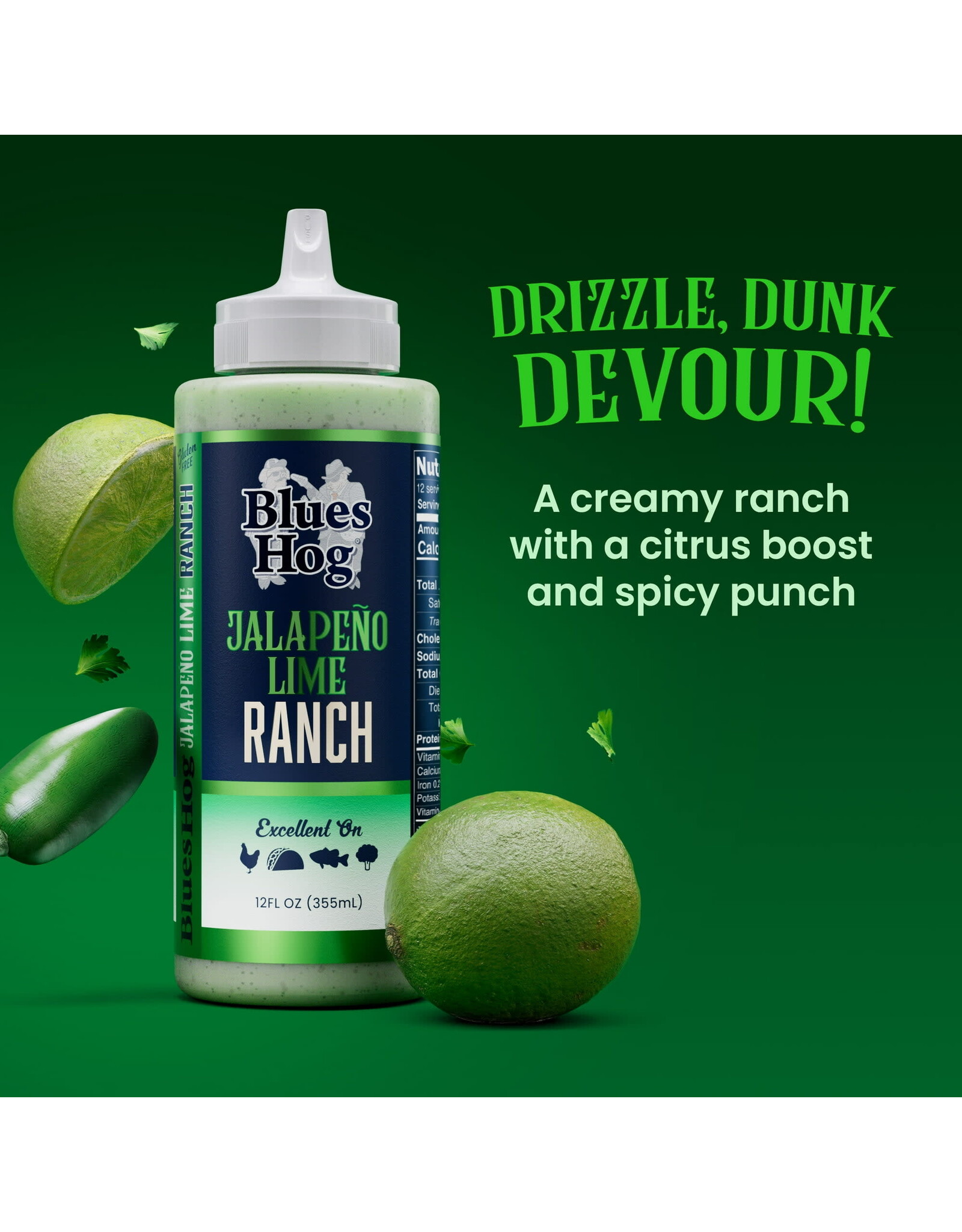 Blues Hog Blues Hog Jalapeno Lime Ranch Sauce Squeeze Bottle 12 oz. - 100213