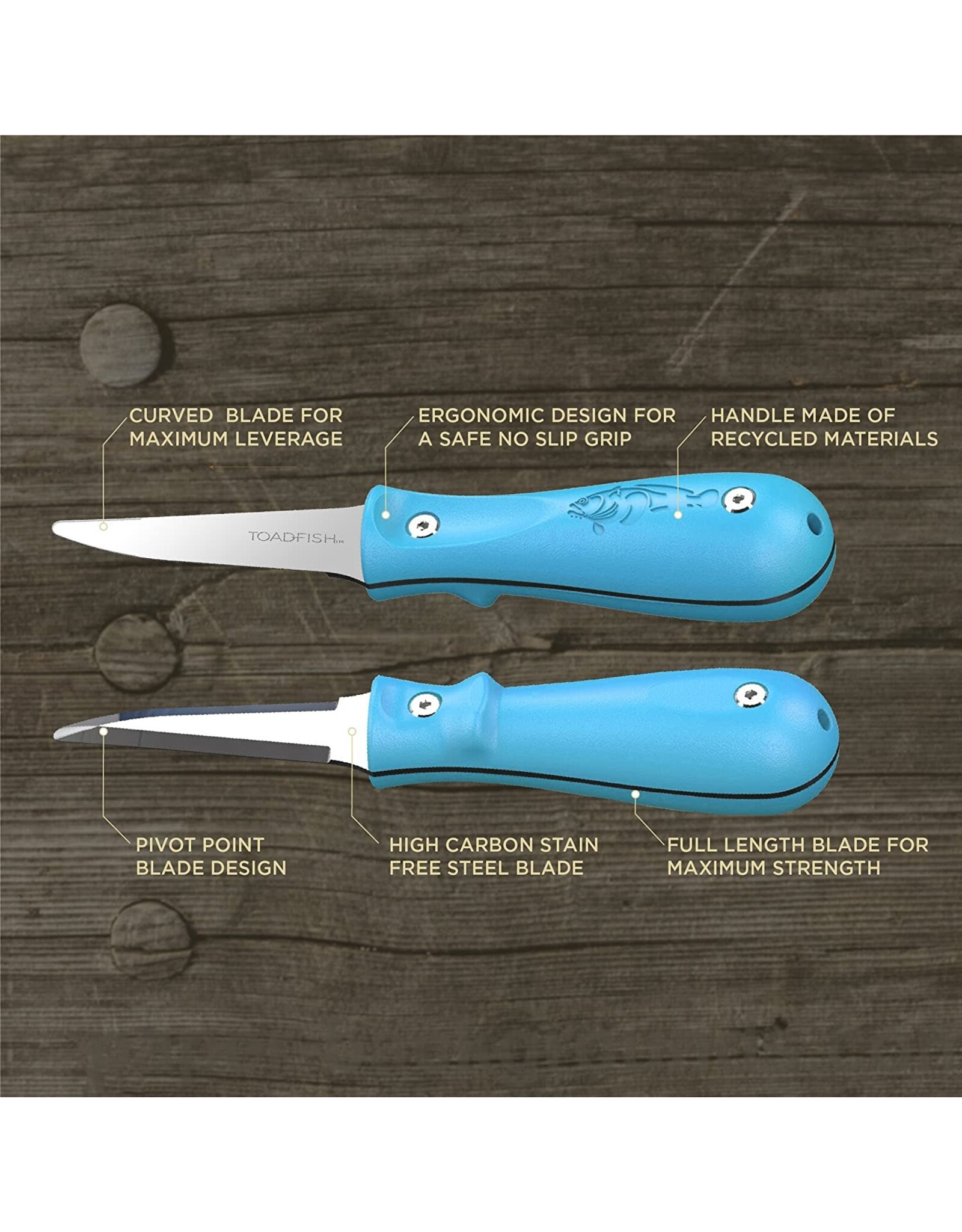 Toadfish Toadfish PUT ‘EM BACK Oyster Knife - Teal Handle