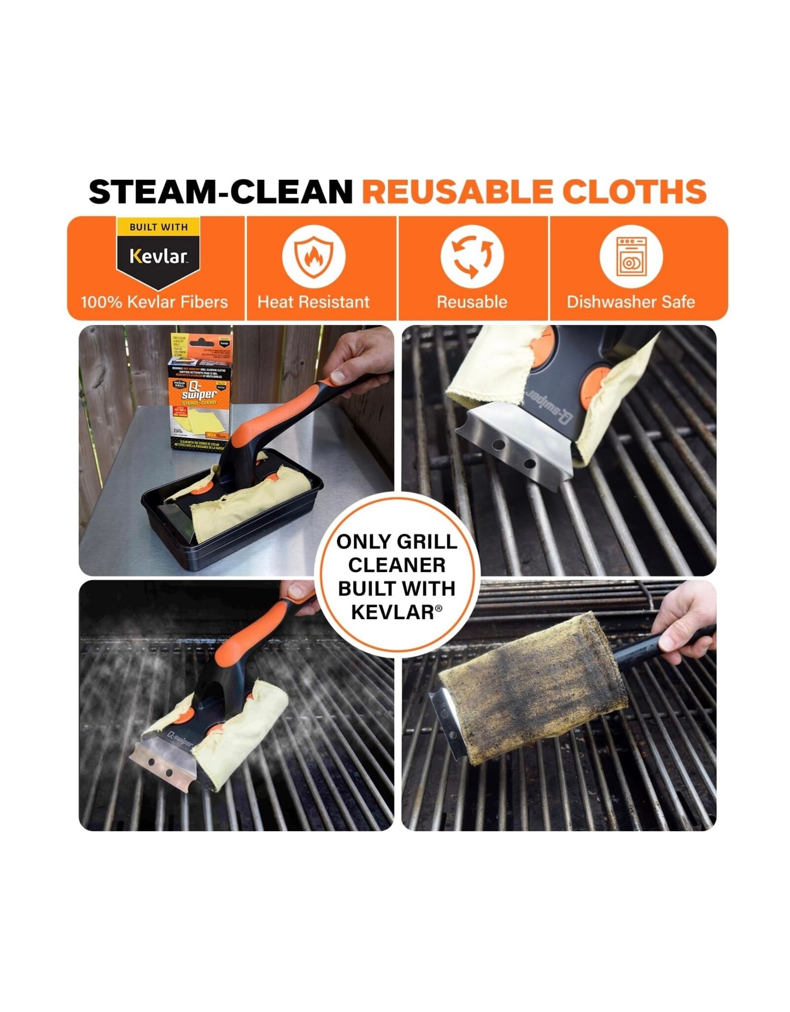Q-Swiper Q-Swiper XL Steam-Clean BBQ Grill Cleaner Set - 26516