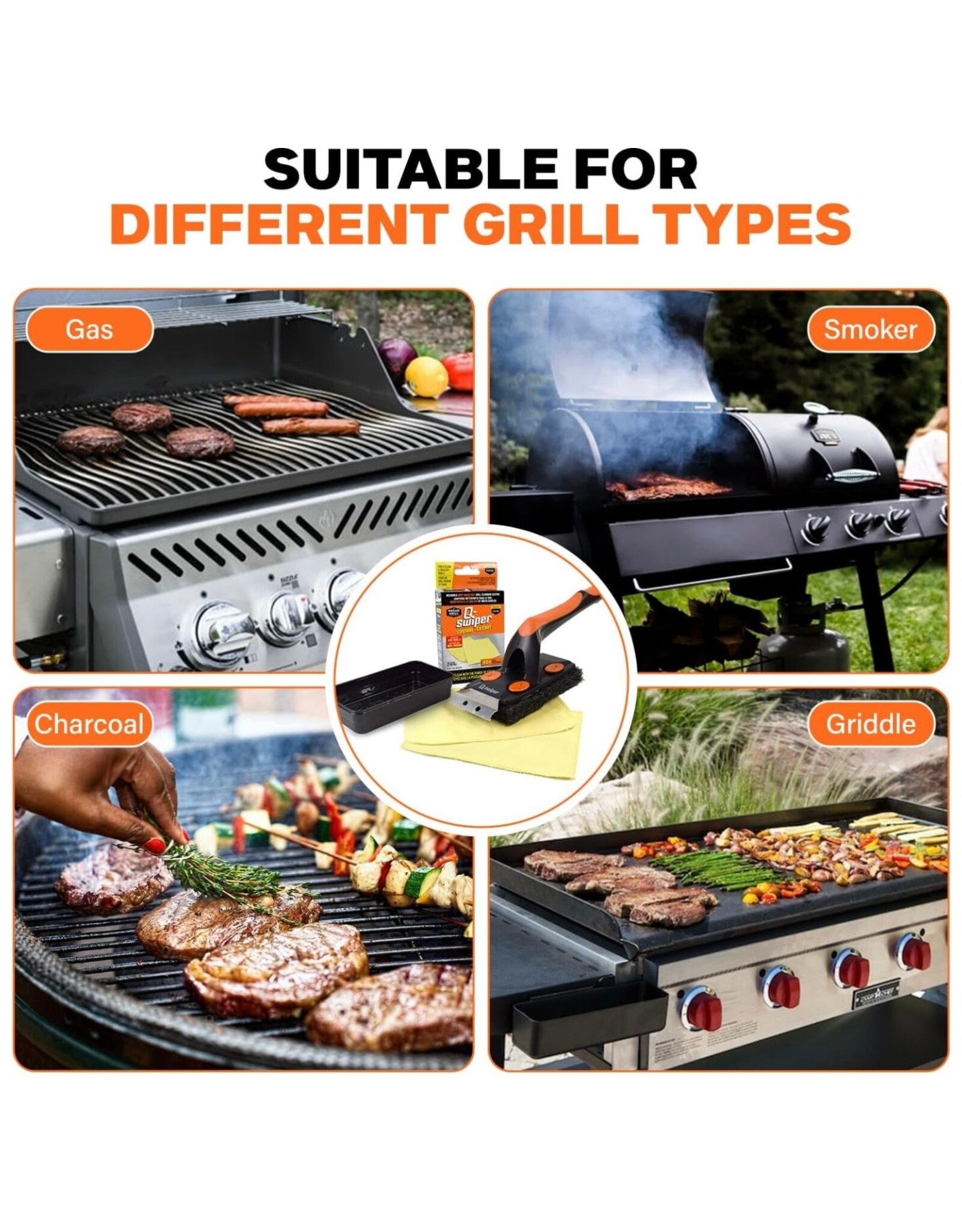 Q-Swiper Q-Swiper XL Steam-Clean BBQ Grill Cleaner Set - 26516