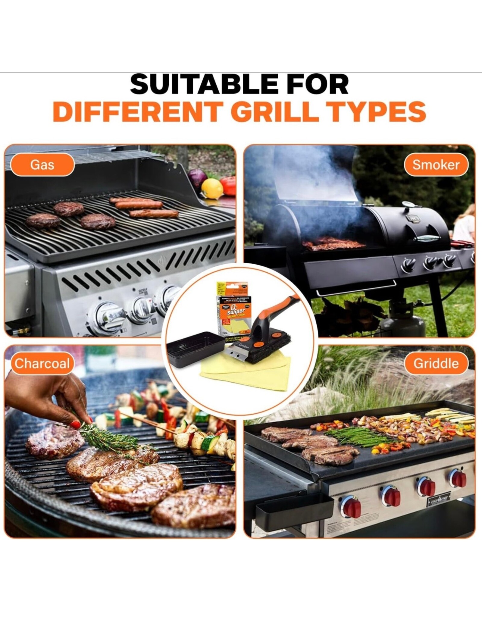Q-Swiper Q-Swiper XL Steam-Clean BBQ Grill Cleaner Set - 26516