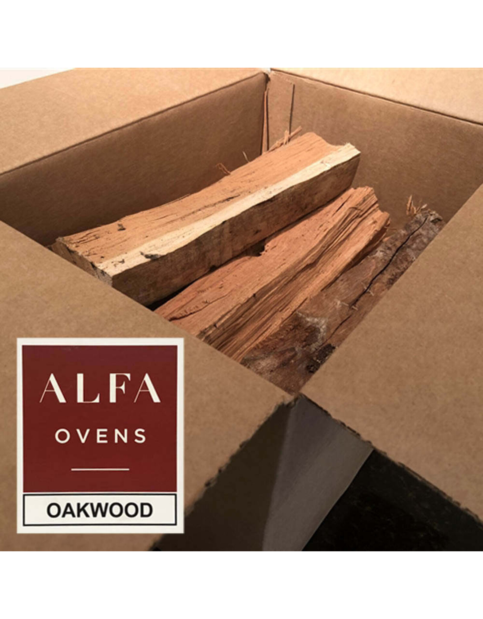 Alfa Alfa Ovens Oakwood Logs 15 lb Box of Seasoned Cooking Wood Logs - OAKWOOD